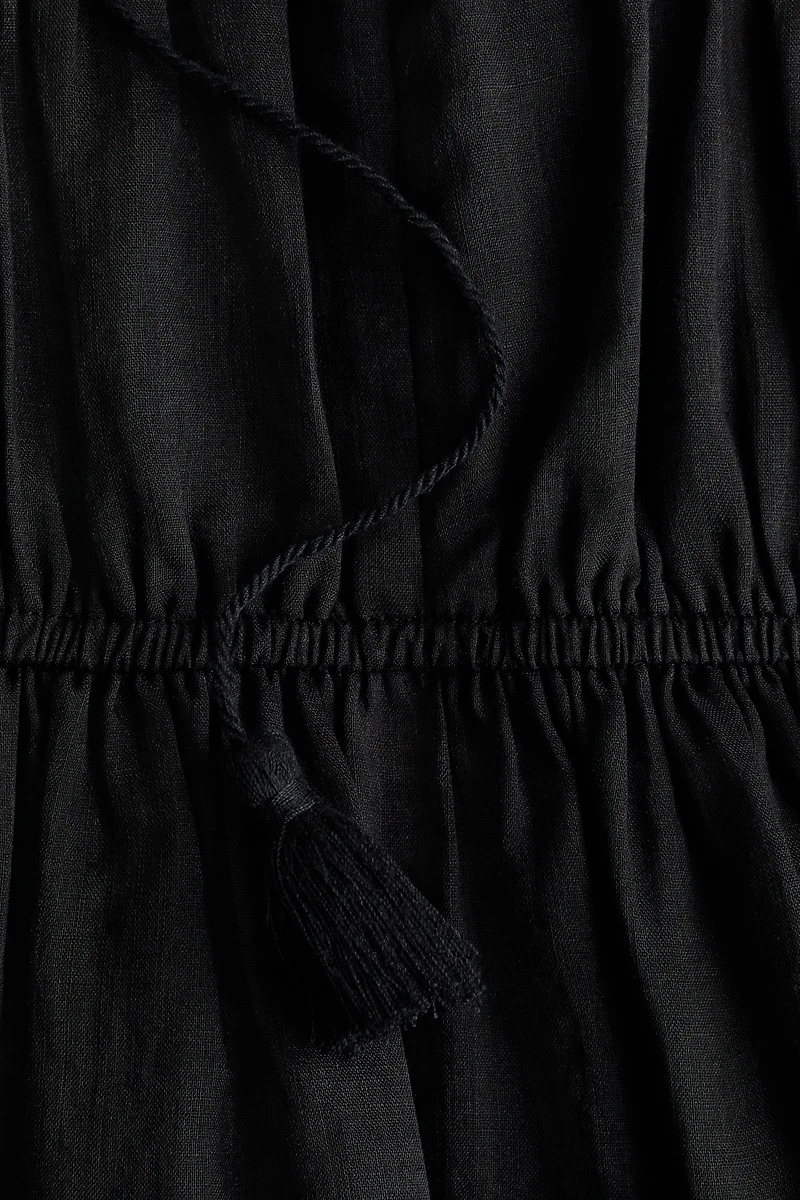 Drawstring-Detail Ramie Dress