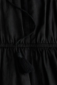Drawstring-Detail Ramie Dress
