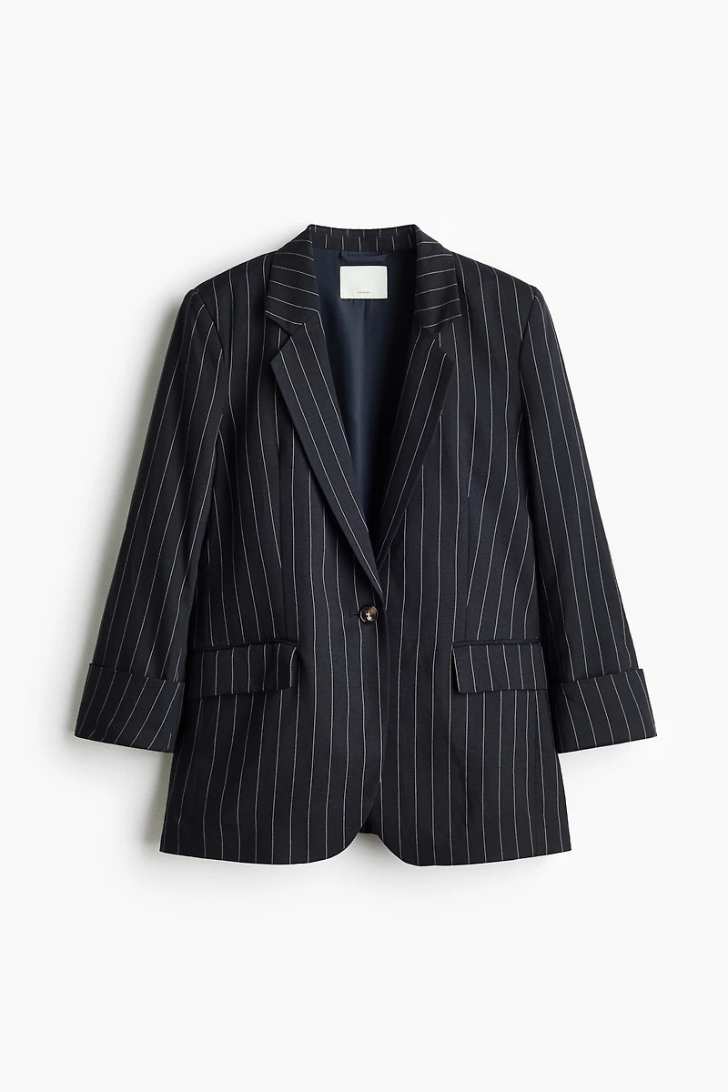 Blazer à fermeture droite en lin mélangé