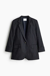 Blazer à fermeture droite en lin mélangé