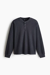 Regular-Fit Waffled Henley Shirt