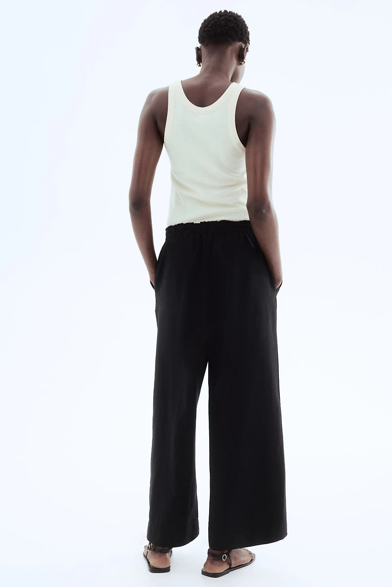 Linen-Blend Crop Pants