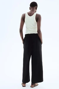 Linen-Blend Crop Pants