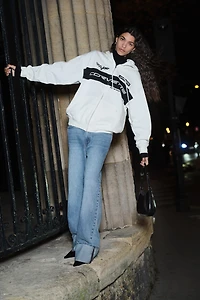 Oversized Printed Hooded Jacket