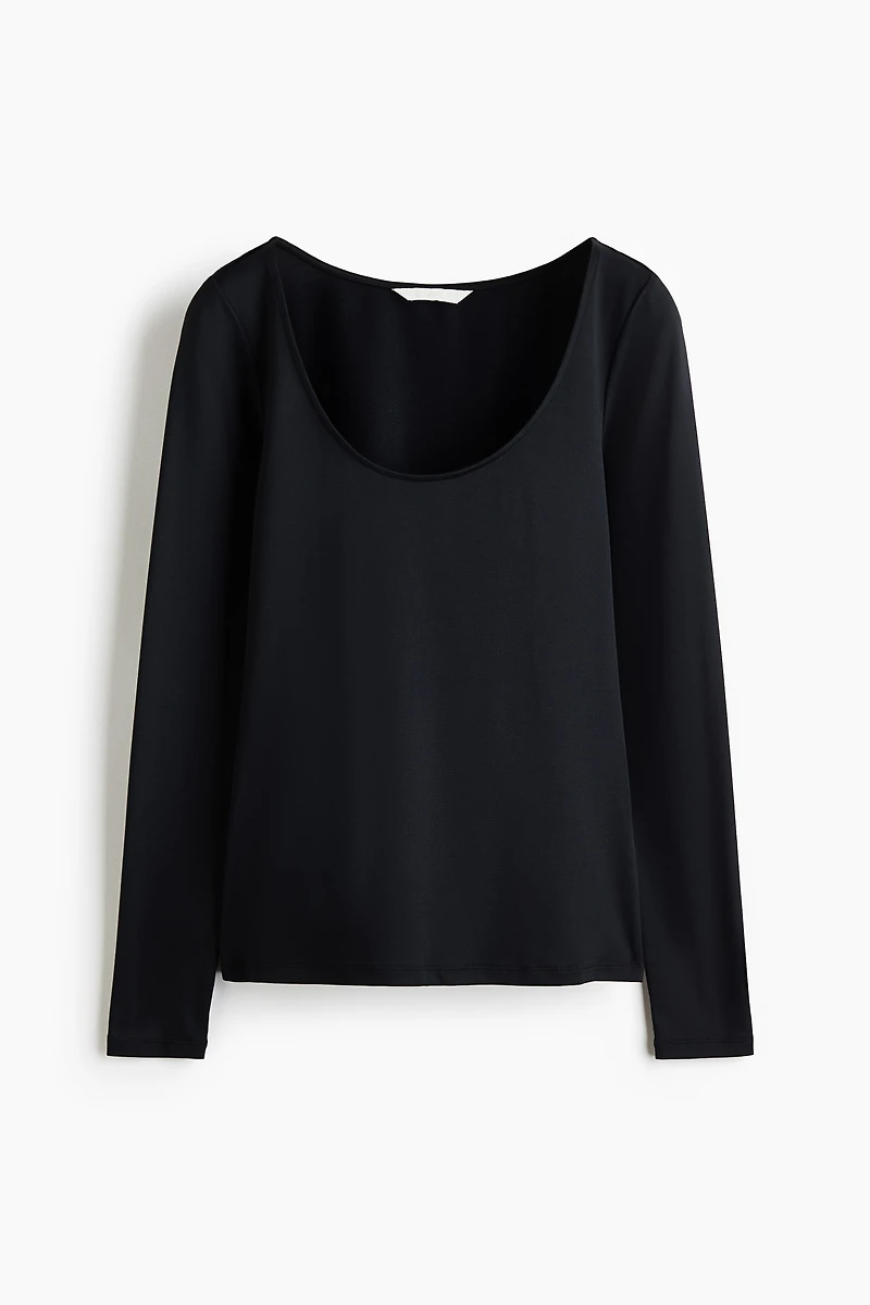 Long-Sleeved Scoop-Neck Top