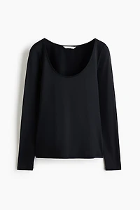 Long-Sleeved Scoop-Neck Top