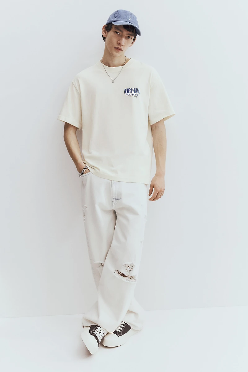 Loose Fit Vintage-Look Printed T-Shirt