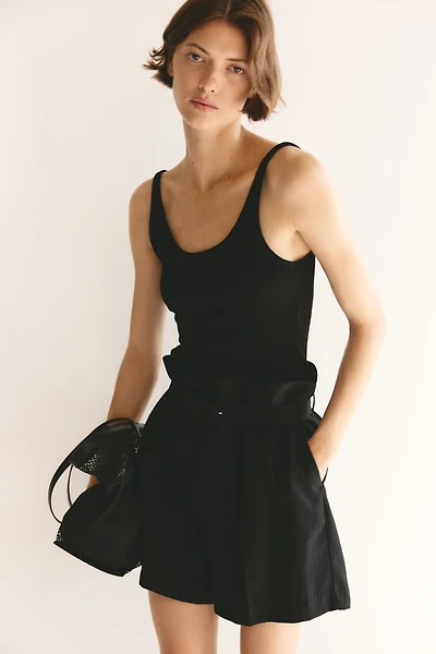 Viscose-Blend Shorts with Belt