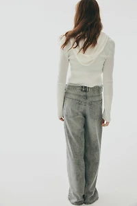 Hooded Cardigan with Zipper