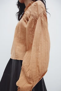 Ruffle-Collar Cotton Blouse