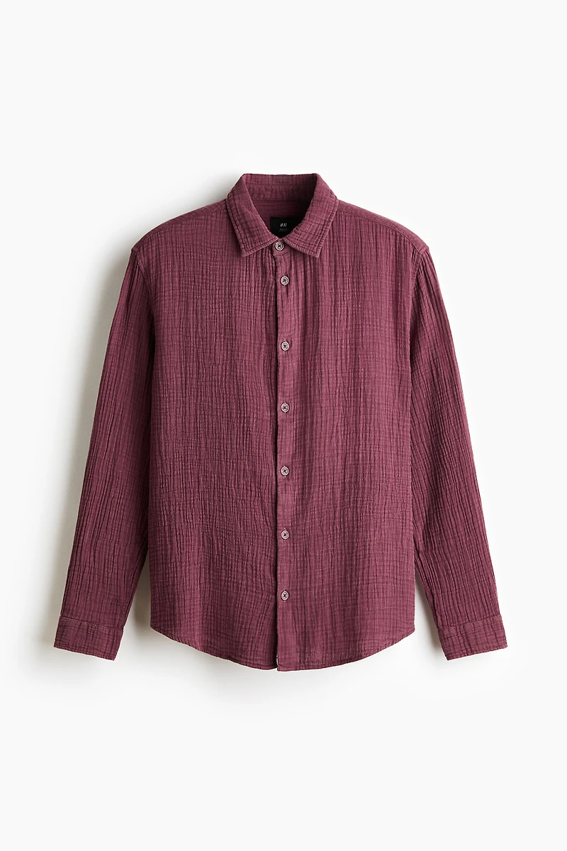 Regular-Fit Cotton Muslin Shirt