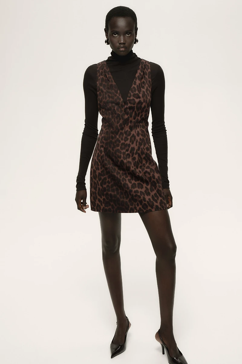 Defined-Waist V-Neck Dress