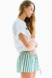 Short en lin mélangé avec cordon de serrage