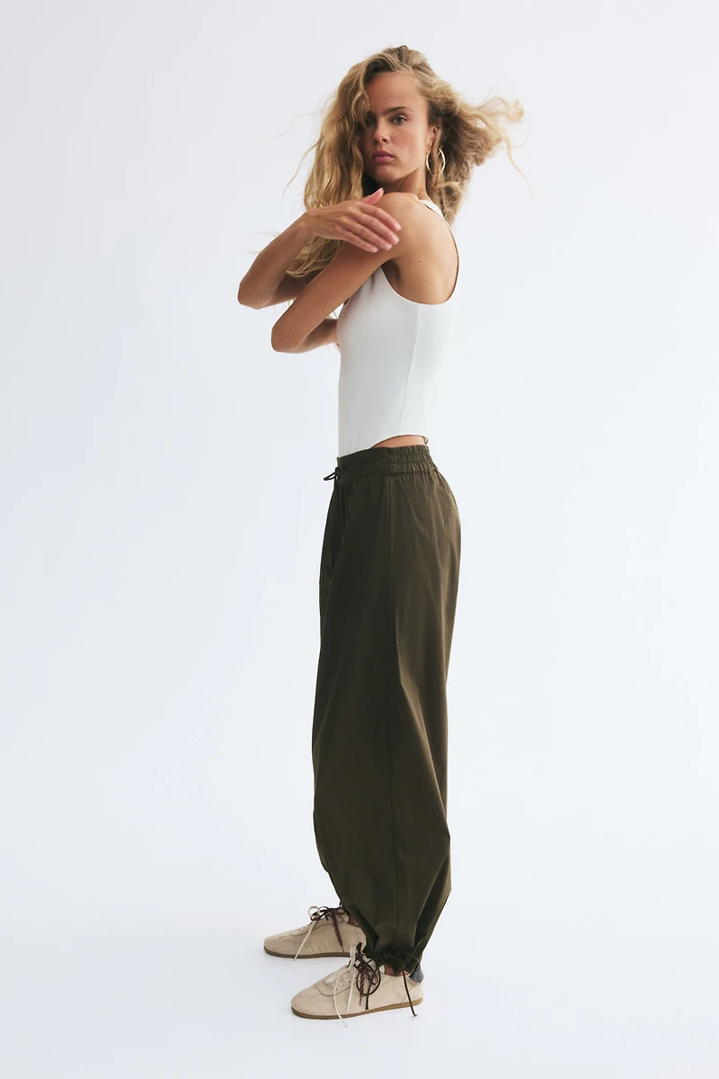 Balloon-Leg Poplin Pants