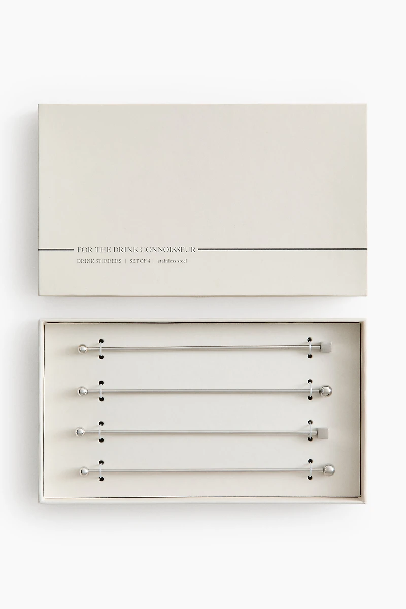 4-Pack Stainless Steel Drink Stirrers