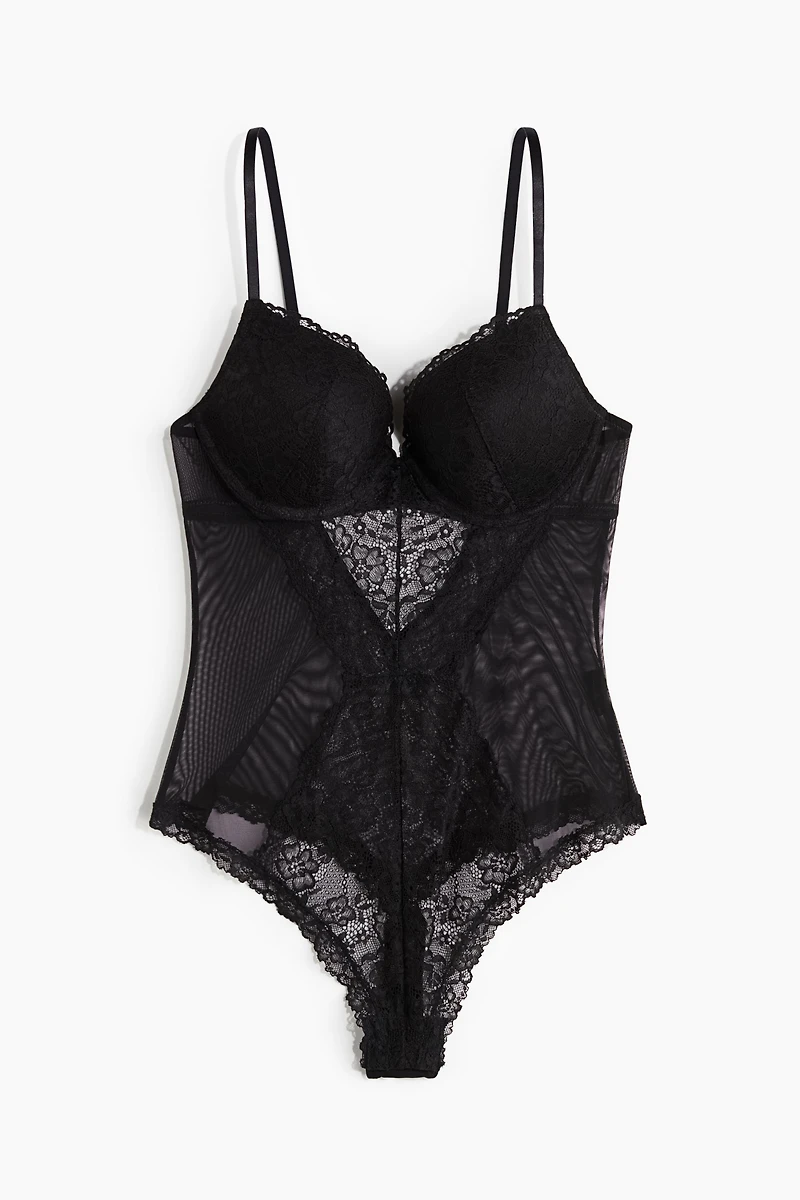 Maillot tanga pigeonnant en dentelle