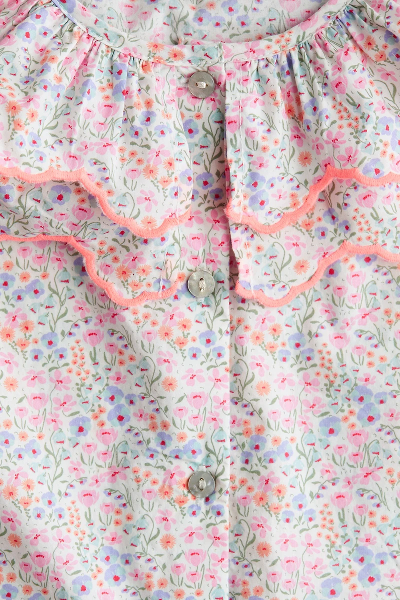 Tiered-Collar Cotton Blouse
