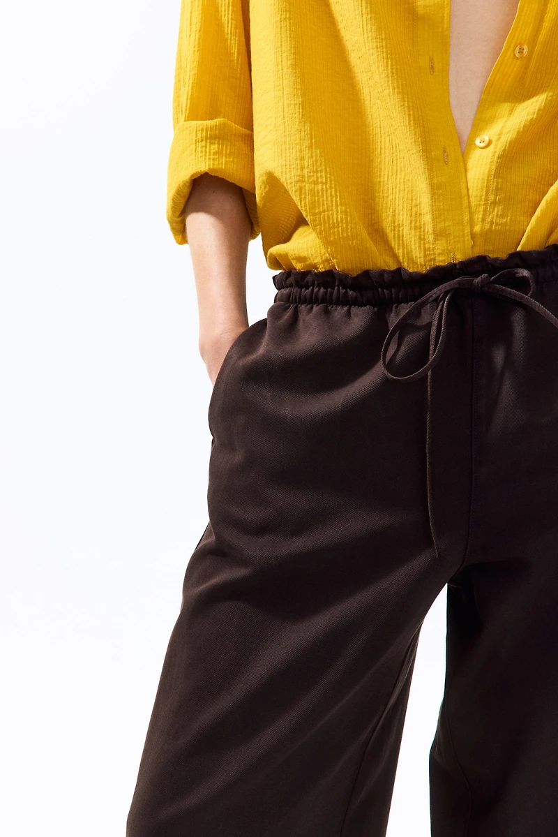 Wide-Cut Paper-Bag Pants