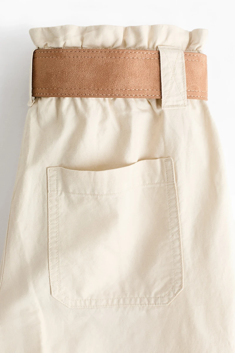 Linen-Blend Paper-Bag Shorts