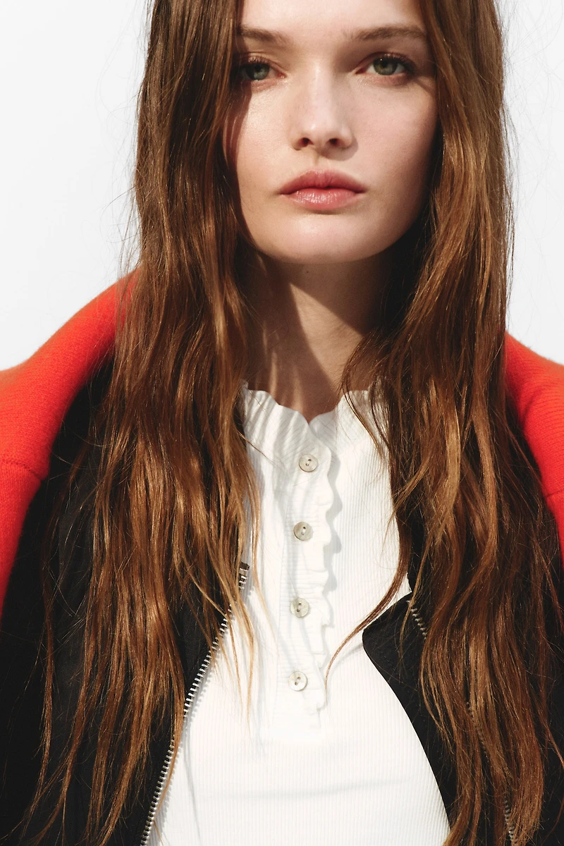 Overlocked Jersey Top