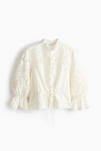 Blouse en lin mélangé avec broderie anglaise