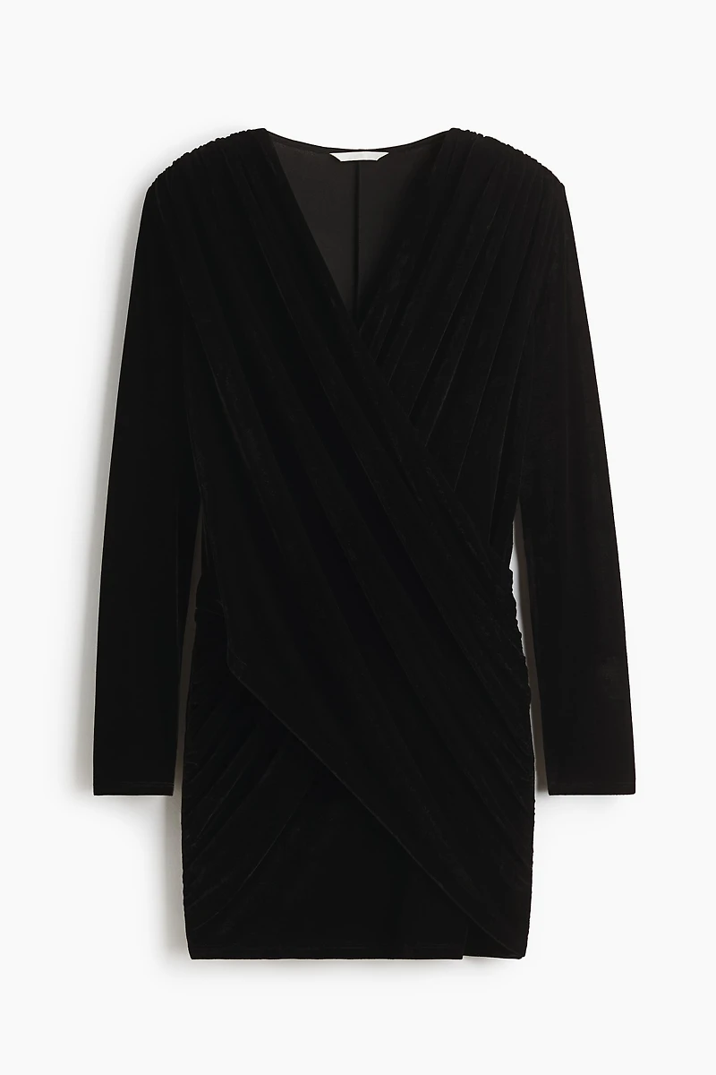 Draped Velour Mini Dress