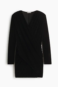 Draped Velour Mini Dress