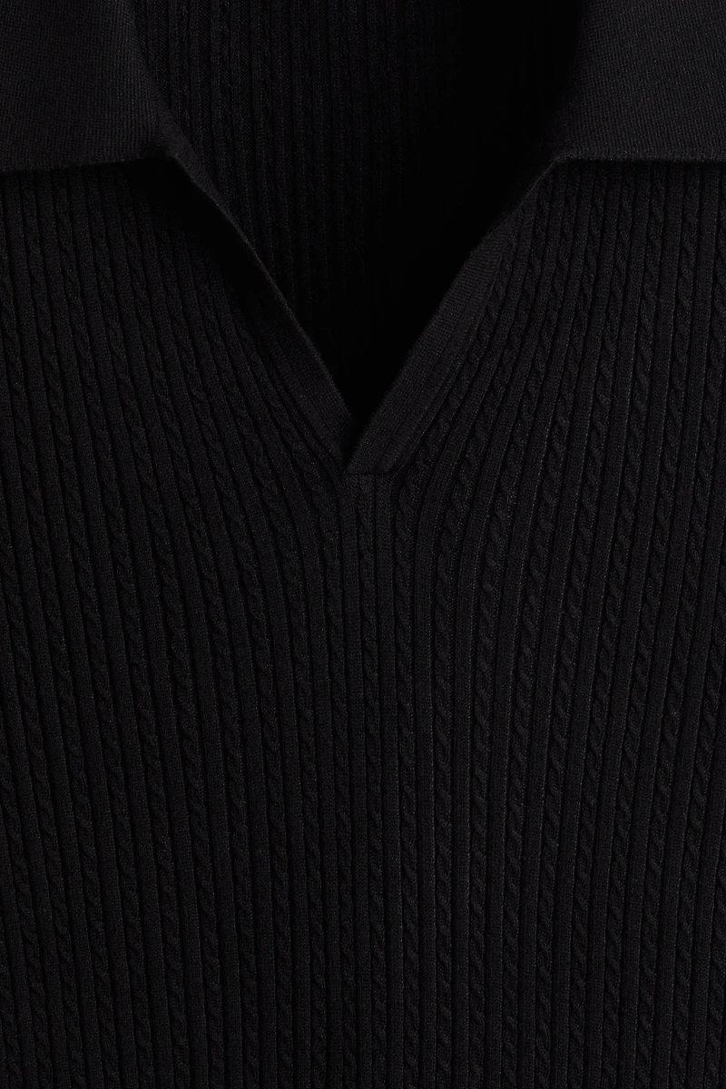 Regular-Fit Cable-Knit Polo Shirt