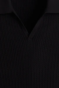 Regular-Fit Cable-Knit Polo Shirt