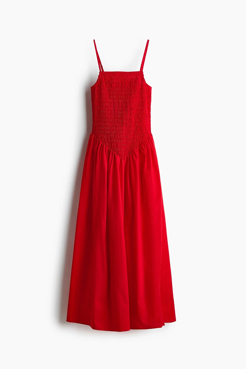 Smocked Dress with Flared Skirt