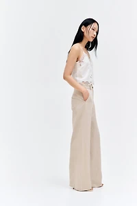 Wide-Leg Linen-Blend Pants