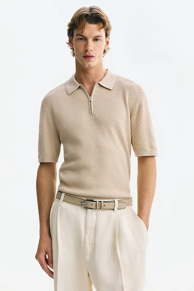 Slim-Fit Textured Polo Shirt