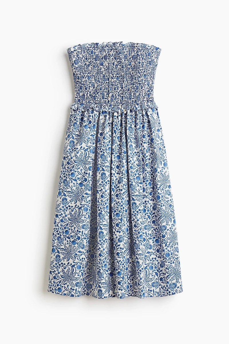 Smocked-Bodice Bandeau Dress