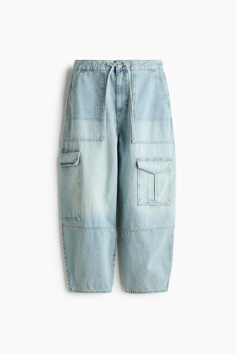 Regular-Waist Barrel-Leg Ankle Jeans
