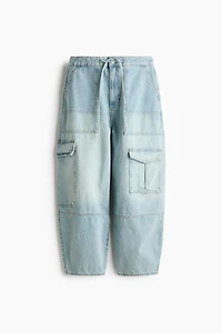 Regular-Waist Barrel-Leg Ankle Jeans