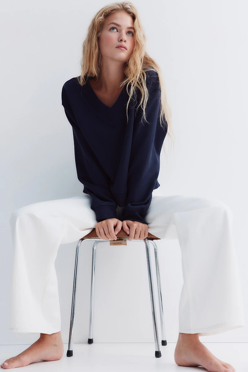 Chandail en molleton à encolure V