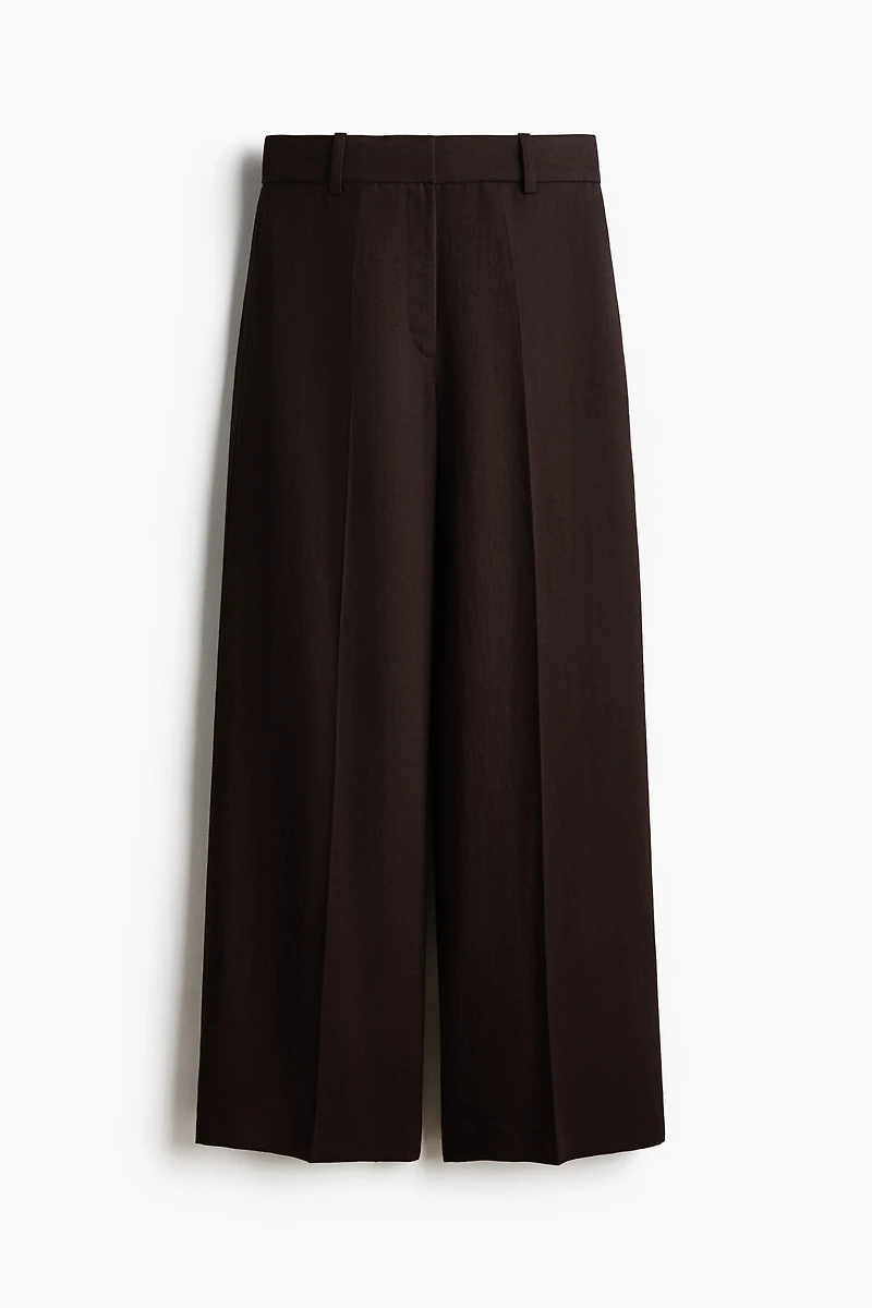 Pantalon large en lin mélangé
