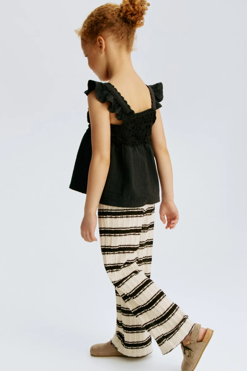 Pantalon large en tricot texturé