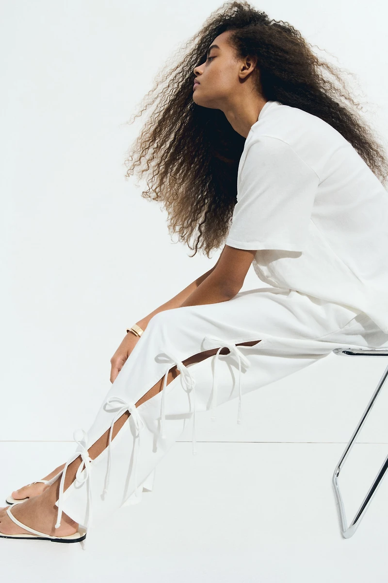 Tie-Detail Pull-On Pants