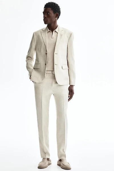 Pantalon de costume près du corps en lin