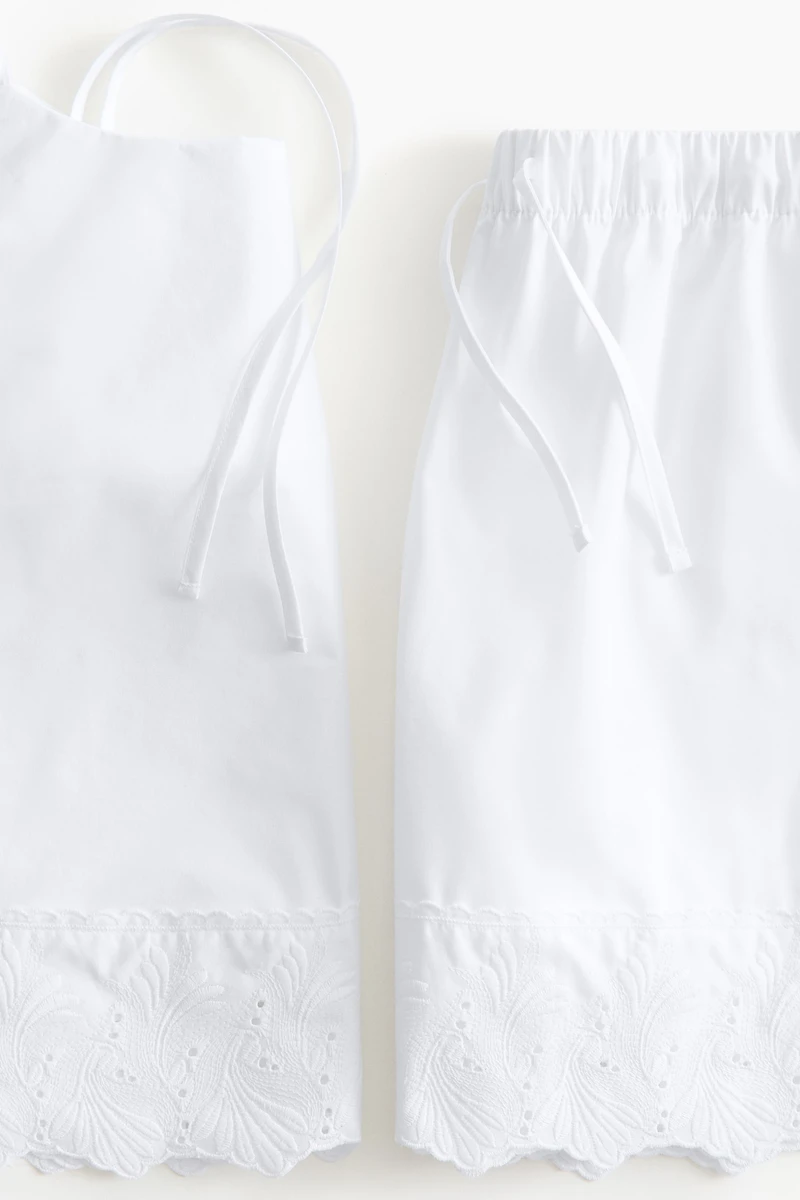 Cotton Pajamas with Eyelet Embroidery