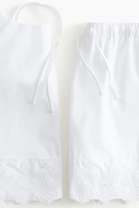 Cotton Pajamas with Eyelet Embroidery