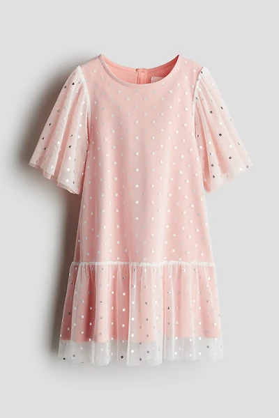Foil-Print Tulle Dress