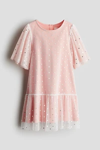 Foil-Print Tulle Dress