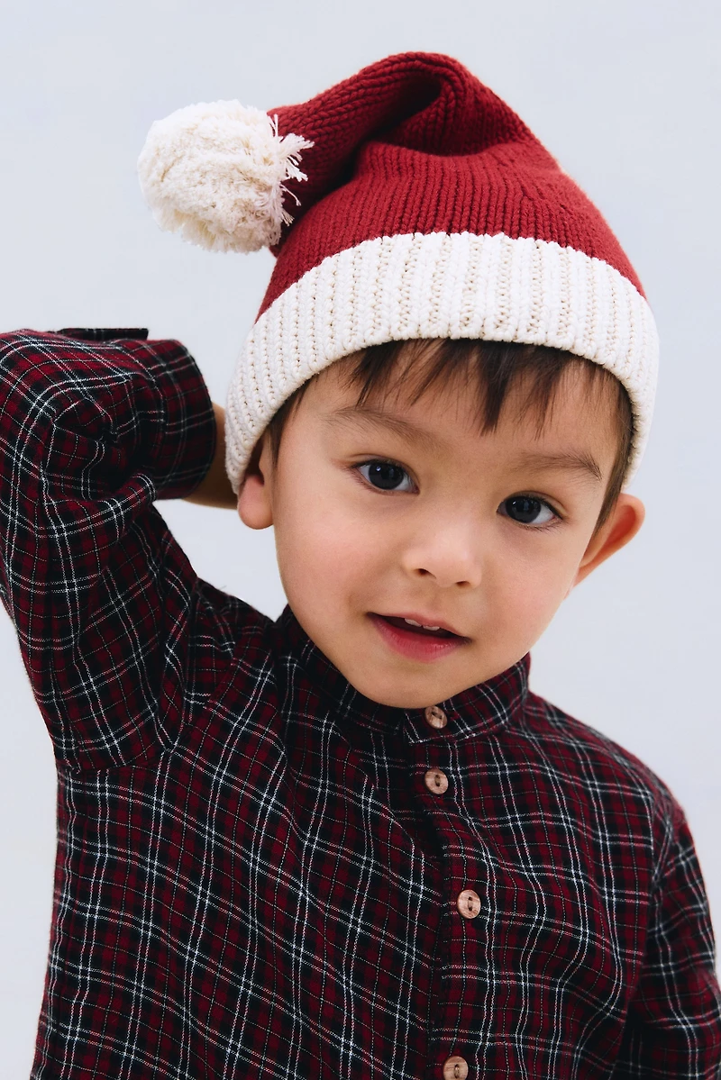 Fine-Knit Cotton Santa Hat