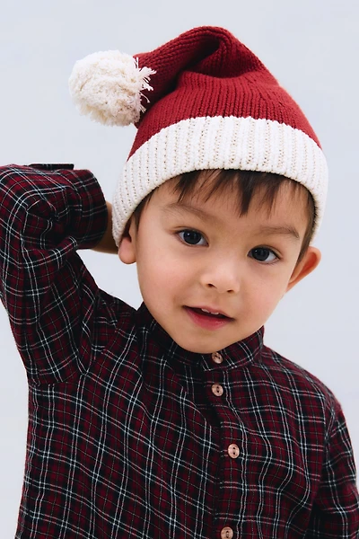 Fine-Knit Cotton Santa Hat