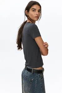 Ribbed Viscose T-Shirt