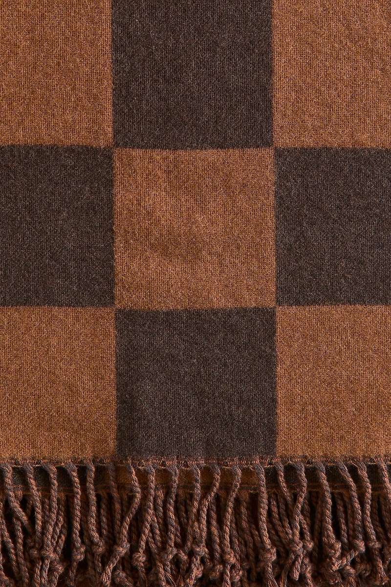 Checked Cotton-Blend Throw