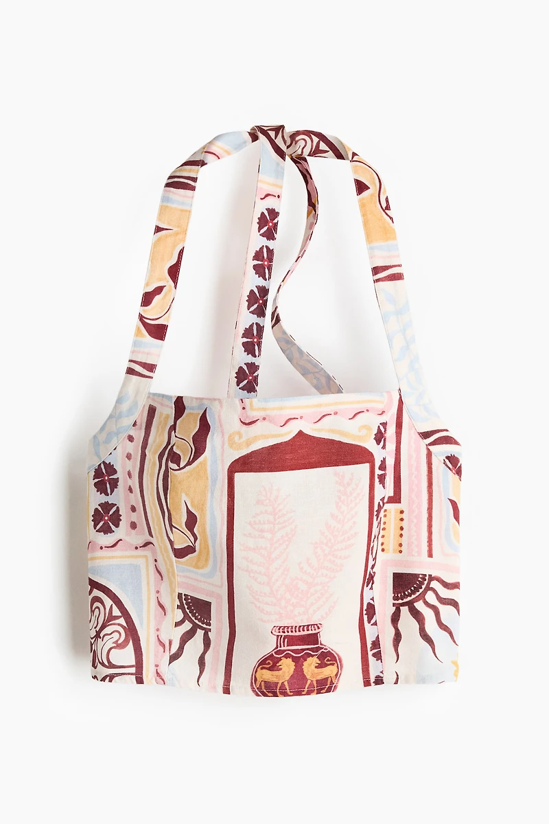 Linen-Blend Halterneck Top