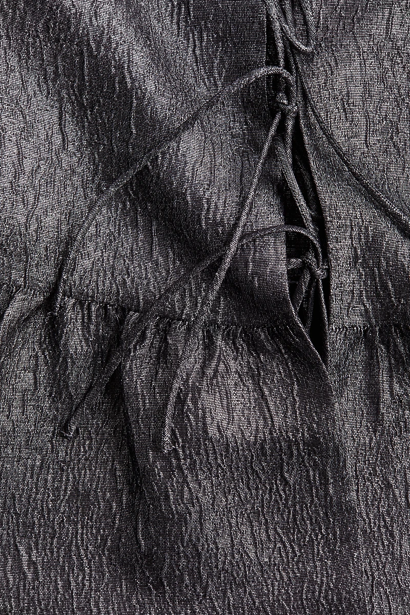 Jacquard-Weave Tie-Front Blouse